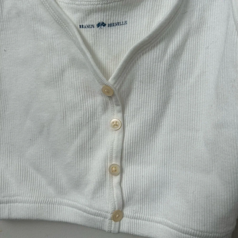 White Ribbed Button-Front Tank Top - Picture 4 of 4